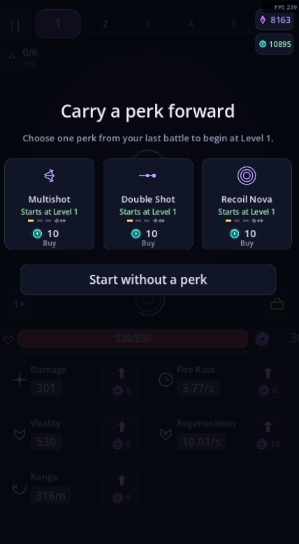 Carry a perk forward screen offering Multishot, Double Shot, or Recoil Nova